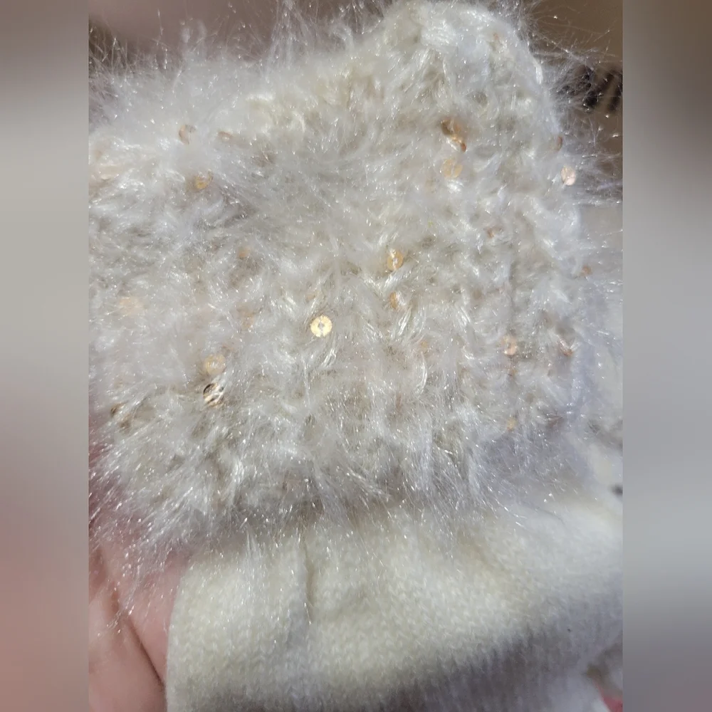 Nwt Amanda Blu knit mohair style sequin cuff gloves
